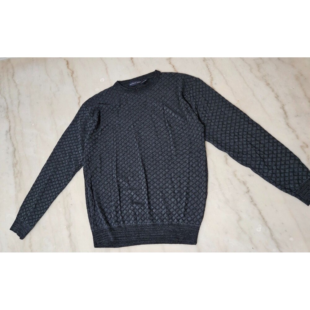 Northern Isles Men's Silk Cashmere Blend Black Solid Crew Neck Sweater Size XL